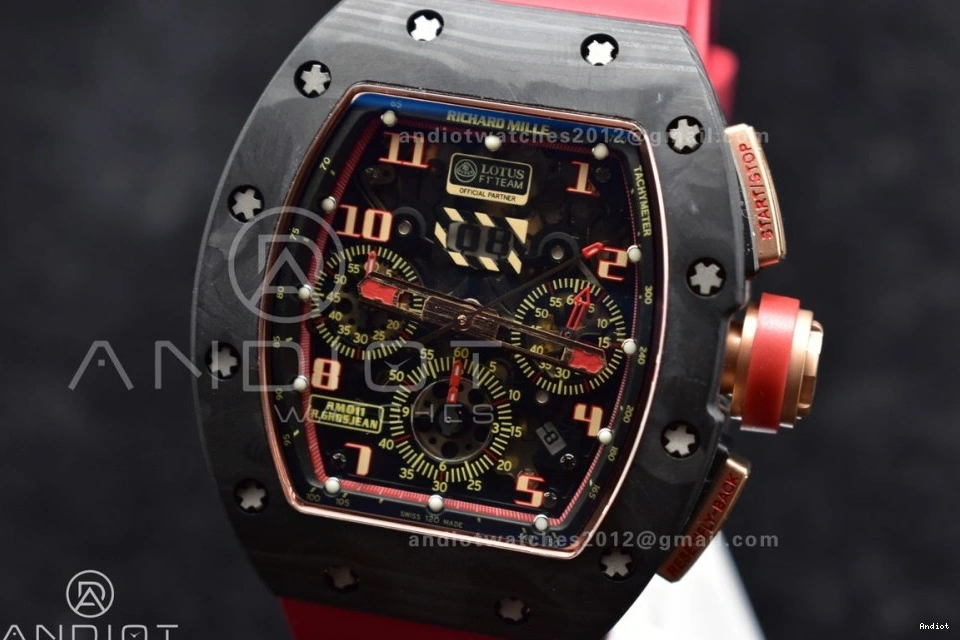 Best NTPT Rubber on Dial A7750 Chrono Edition Crystal V2 RM011 Strap Lotus KVF Red 1:1 1130